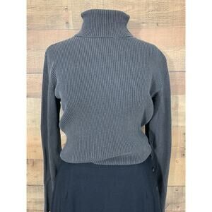 Vintage 90s Y2K Lauren Ralph Lauren LRL Ribbed Turtleneck Cotton Top Logo Sz M